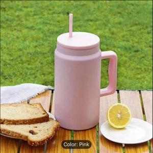 50oz Pink Drink Tumbler With Handle And Straw, Stainless Steel Insulated